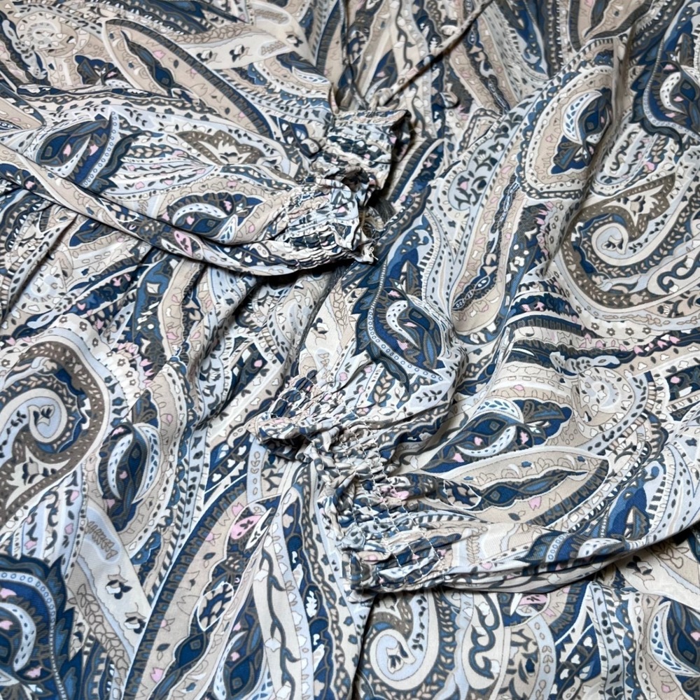 Grace Karma Womens Size XL Tiered Dress Paisley Long Sleeve Ruffle Collar Boho - Picture 11 of 14